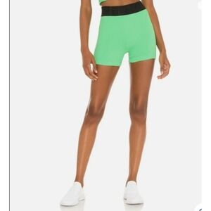 Free‎ People Movement Biker Shorts Ribbed Knit Green Black M/L NWT